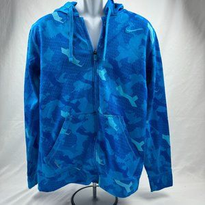 Nike Therma-Fit Blue Design Full Zip Up Hoodie Sweater Men's Size M